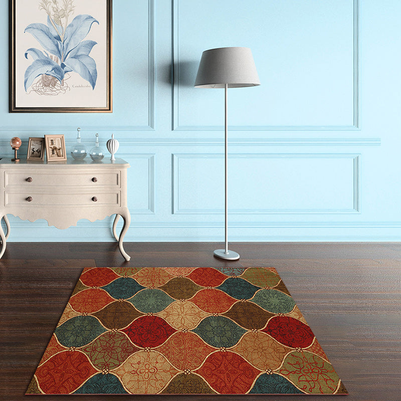 Avtoit | Oriental Moroccan Rug Colorful Tribal Motif Print Area Rug Polyester Machine Washable Non-Slip Carpet for Living Room