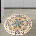 Avtoit | Tribal Medallion Rug Yellow Synthetic Rug Non-slip Back Rug for Living Room