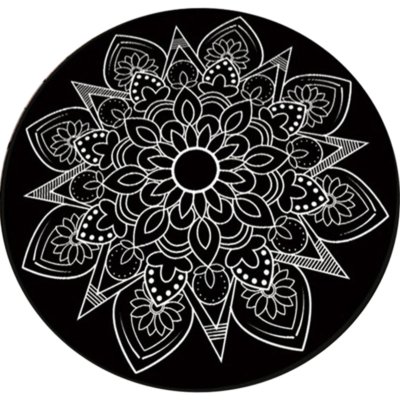 Avtoit | Tribal Medallion Rug Black and White Southwest Rug Polyester Washable Area Rug for Living Room