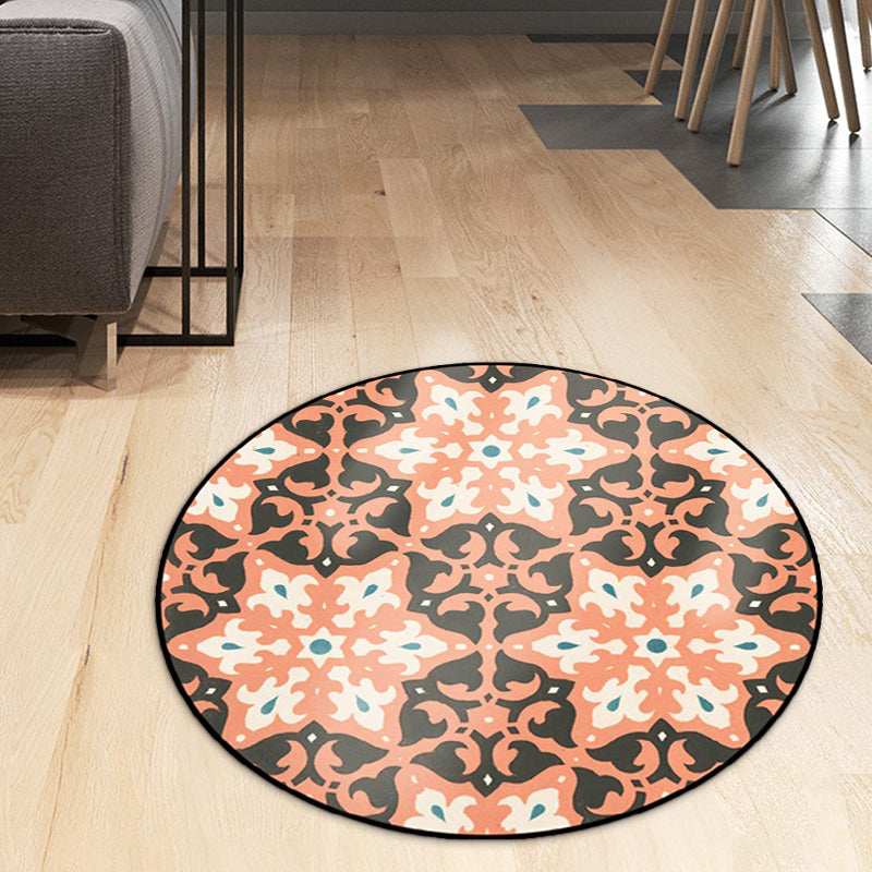 Avtoit | Classic Southwest Rug Orange and Pink Tribal Rug Polyester Non-Slip Back Rug for Living Room