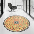 Avtoit | Moroccan floral geometric rug yellow polyester rug non-slip backing area rug for bedroom