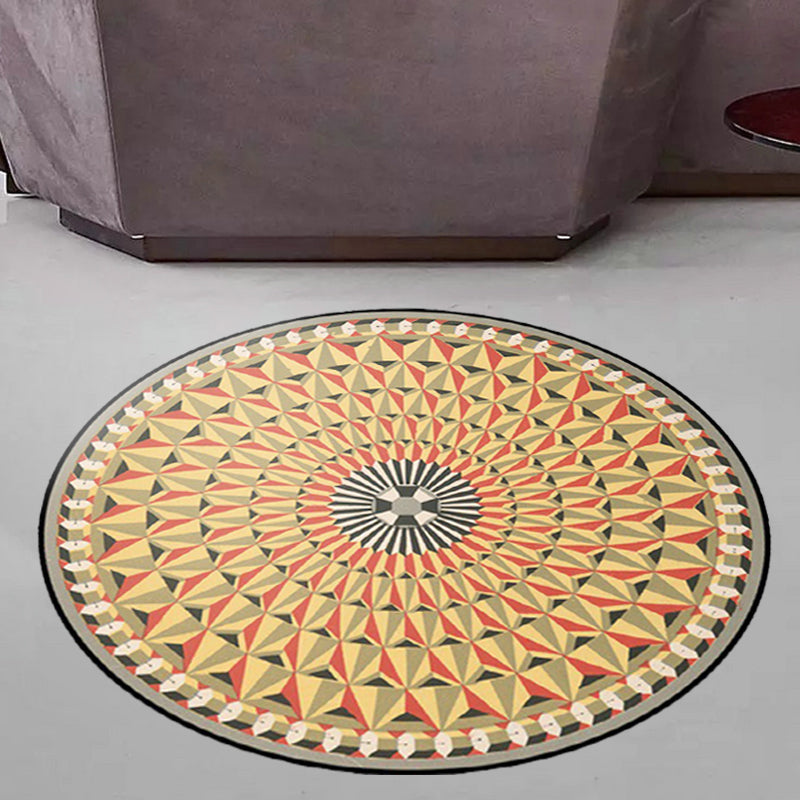 Avtoit | Moroccan floral geometric rug yellow polyester rug non-slip backing area rug for bedroom