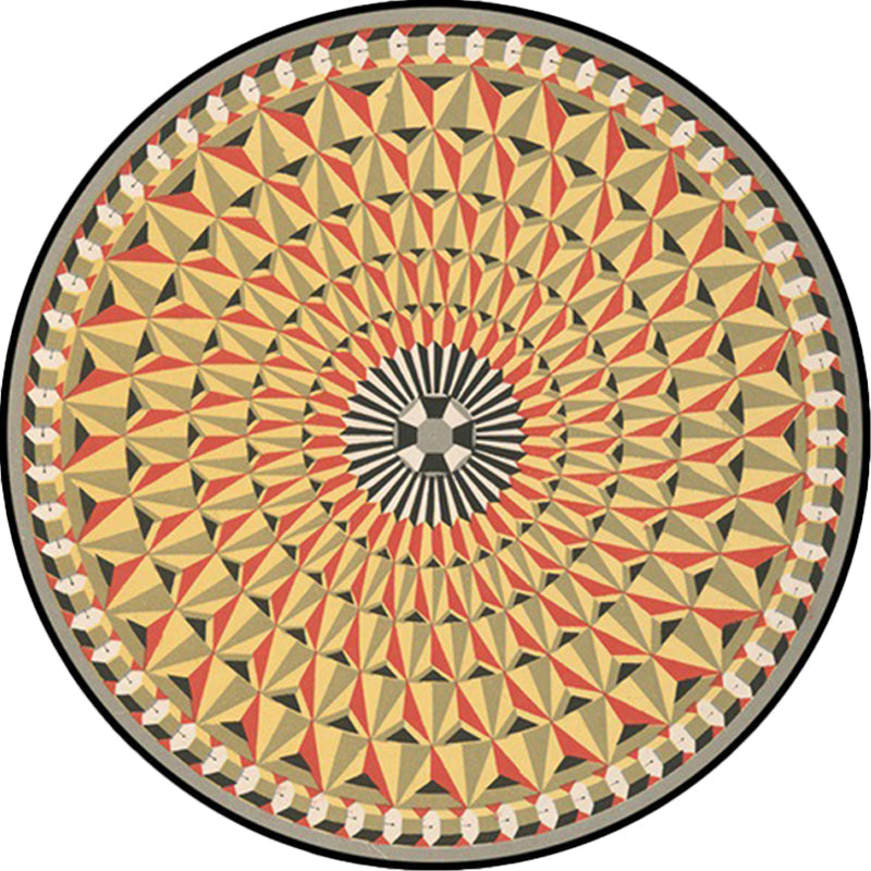 Avtoit | Moroccan floral geometric rug yellow polyester rug non-slip backing area rug for bedroom
