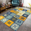 Avtoit | Moroccan Living Room Rug in Yellow and Blue Geometric Snowflake Dots Print Rug Polyester Non-Slip Rug