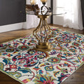 Avtoit | White Moroccan carpet Polyester flower leaf pattern carpet non-slip back carpet for home decoration