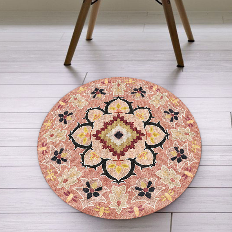 Avtoit | Pink Americana Rug Synthetic Tribal Rug Non-Slip Backing Rug for Living Space