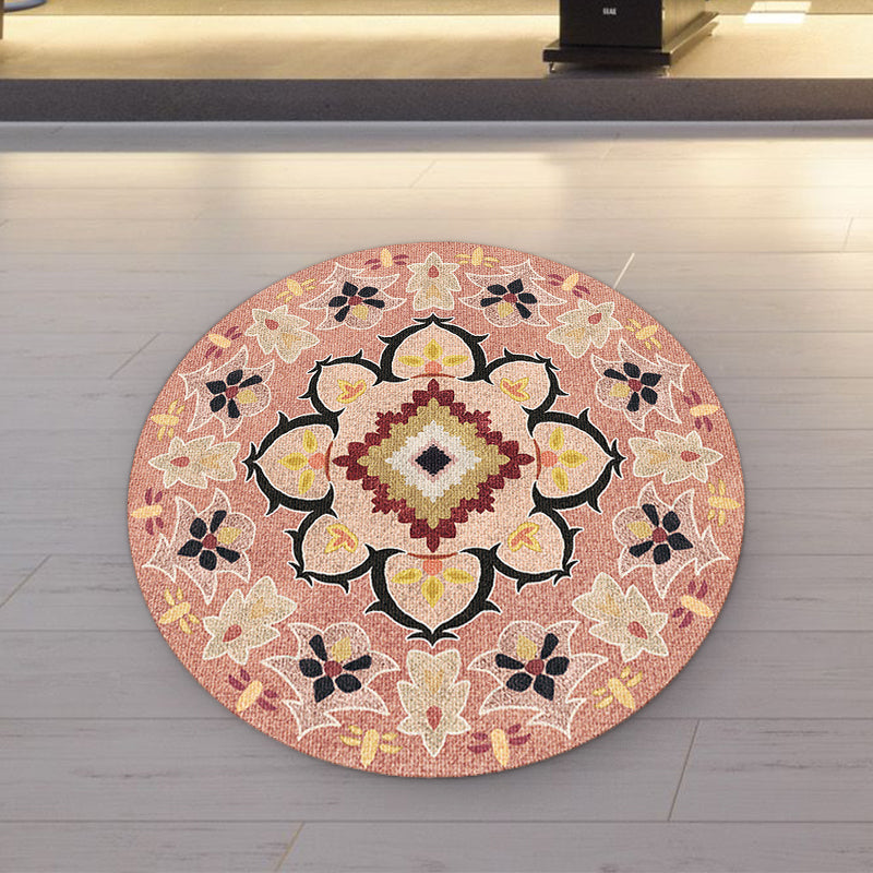 Avtoit | Pink Americana Rug Synthetic Tribal Rug Non-Slip Backing Rug for Living Space