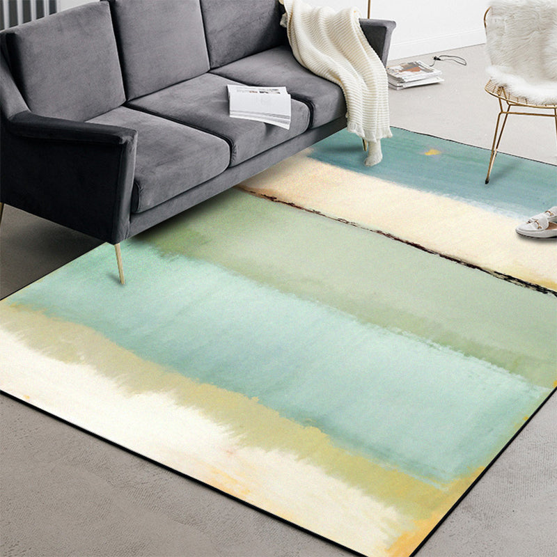 Avtoit | Teal Bedroom Carpet Modern Abstract Color Block Pattern Rug Polyester Washable Rug