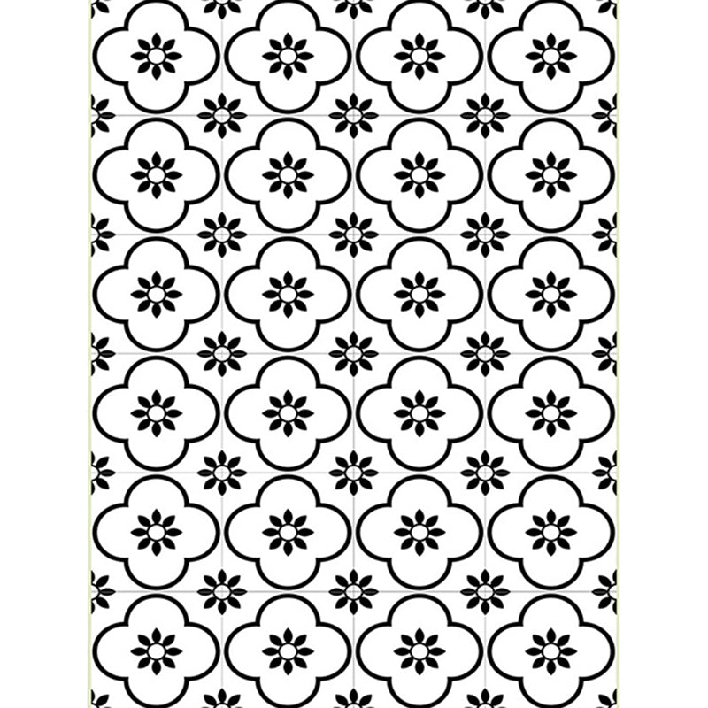 Avtoit | Moroccan living room rug in white floral square pattern rug polyester non-slip area rug