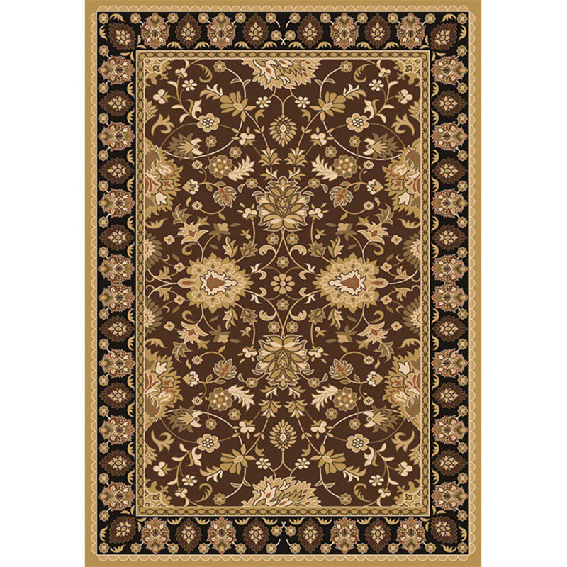 Avtoit | Persian petal pattern rug in brown Moroccan rug polyester non-slip mat rug for bedroom