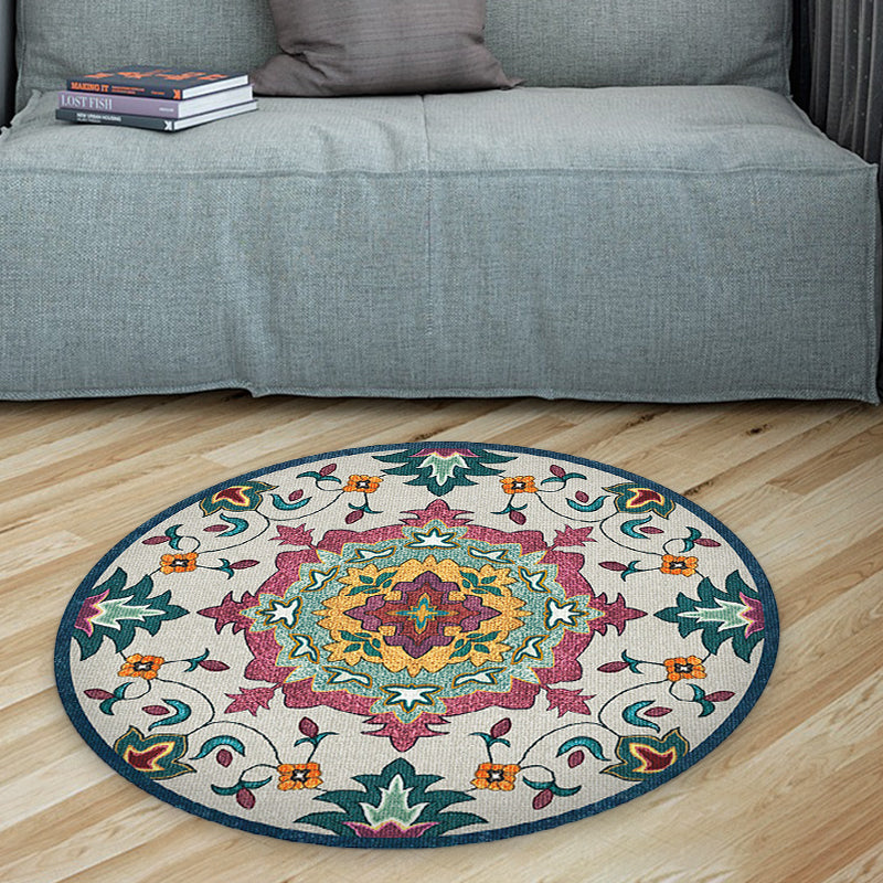 Avtoit | Classic Blue and Red Americana Carpet Synthetic Tribal Carpet Non-Slip Back Carpet for Bedroom