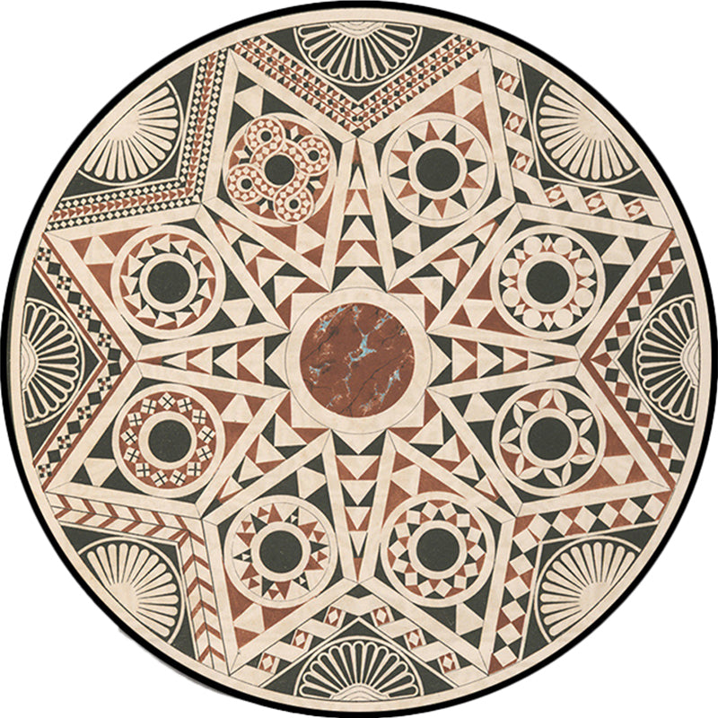 Avtoit | Vintage Southwest Geometric Rug Beige Tribal Rug Polyester Non-Slip Mat Rug for Living Room
