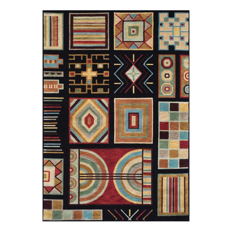 Avtoit | Oriental Geometric Diamond Pattern Rug in Black Moroccan Rug Polyester Non-Slip Back Rug for Bedroom
