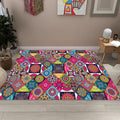 Avtoit | Multicolored Bedroom Rug Moroccan Diamond Flower Pattern Rug Polyester Non-Slip Back Rug