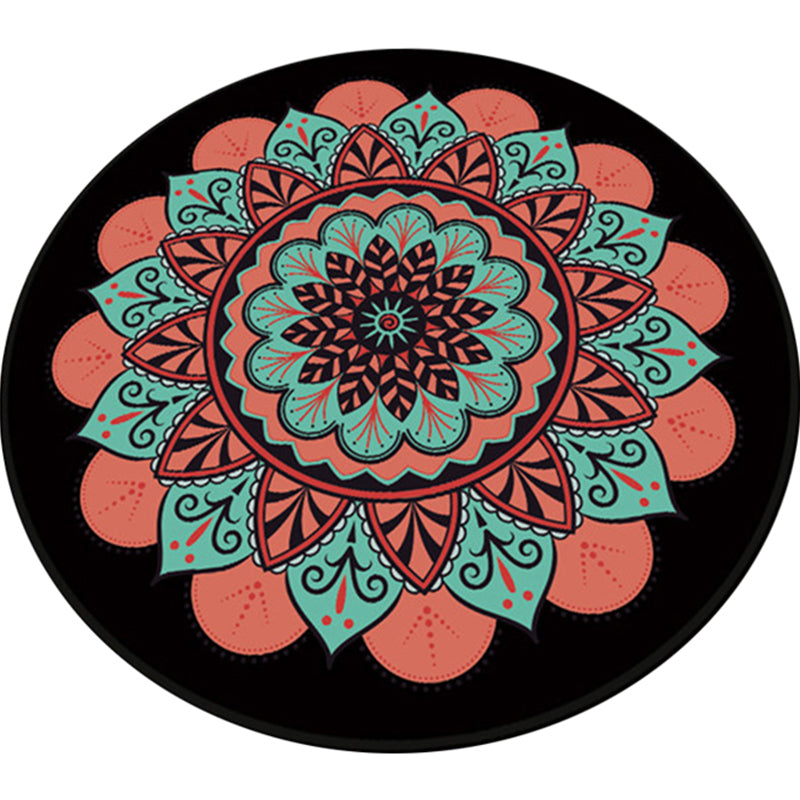 Avtoit | Pink and black southwestern rug Polyester Tribal Floral rug washable rug for the living room