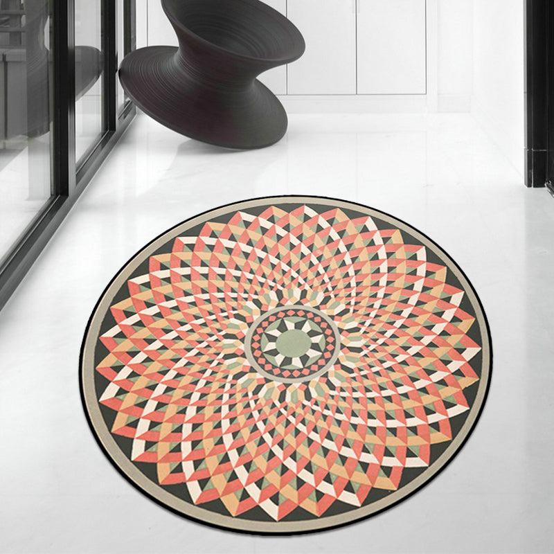 Avtoit | Orange and pink Moroccan carpet polyester flower rug non-slip backing rug for living room