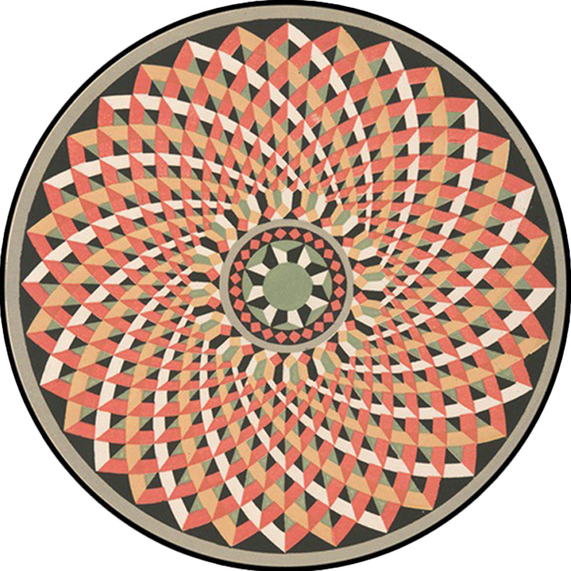Avtoit | Orange and pink Moroccan carpet polyester flower rug non-slip backing rug for living room