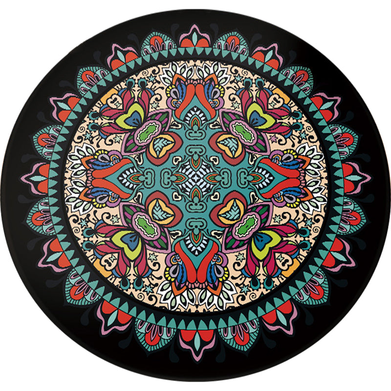 Avtoit | Tribal Southwestern Carpet Blue and Black Polyester Rug Non-Slip Back Rug for Bedroom