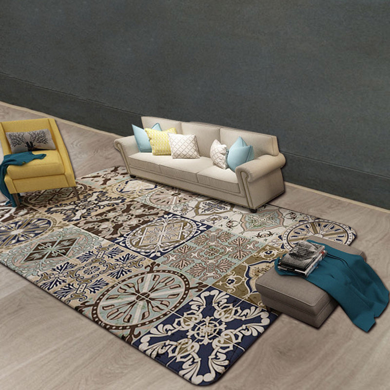 Avtoit | Brown Moroccan Carpet Polyester Floral Diamond Rectangular Pattern Area Rug for Home Decor