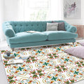 Avtoit | White Bedroom Rug Moroccan Geometric Flower Leaf Pattern Rug Polyester Non-Slip Rug