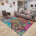 Avtoit | Colorful Bedroom Rug Moroccan Floral Diamond Dot Pattern Rug Polyester Machine Washable Non-Slip Backing Rug for Living Room
