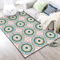 Avtoit | Moroccan Flower Circle Pattern Rug in Pink Polyester Floor Mat with Non-Slip Back Rug for Living Room