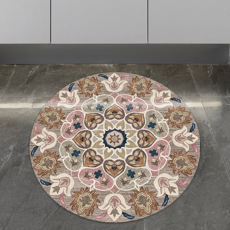 Avtoit | Retro Southwest Rug Brown Tribal Rug Synthetic Non-slip Backing Rug for Living Room