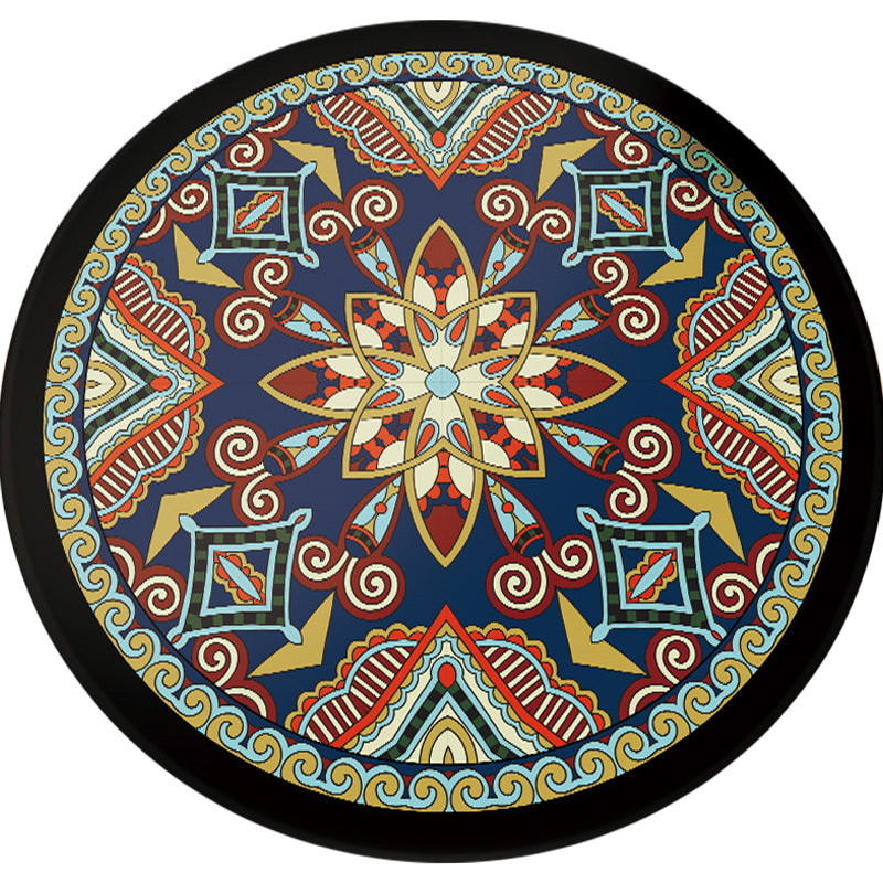 Avtoit | Blue and Black Americana Rug Polyester Southwestern Rug non-slip backing Rug for Bedroom
