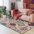 Avtoit | Moroccan living room rug in white petal pattern polyester non-slip doormat