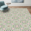 Avtoit | Persian Moroccan rug in ivory leaf circle square print rug polyester non-slip rug for home decoration