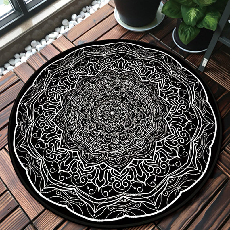 Avtoit | American Southwestern Carpet Black and White Polyester Carpet Washable Area Rug for Living Room