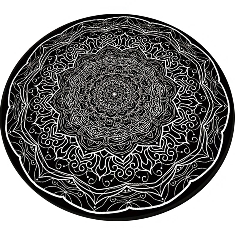 Avtoit | American Southwestern Carpet Black and White Polyester Carpet Washable Area Rug for Living Room