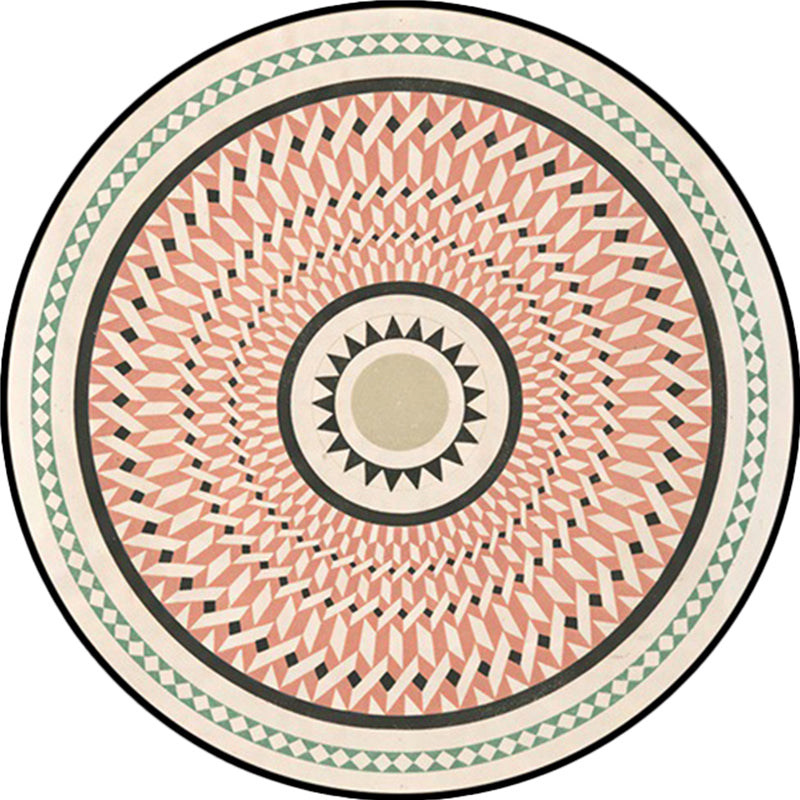 Avtoit | Classic Southwestern Geometric Rug Pink and White Americana Rug Polyester Non-Slip Back Living Room Area Rug for the Living Room
