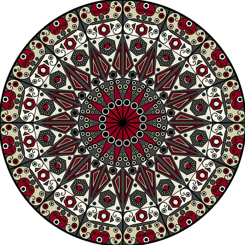 Avtoit | Moroccan Flower Carpet White and Red Polyester Carpet Non-Slip Backing Machine Washable Carpet for Bedroom