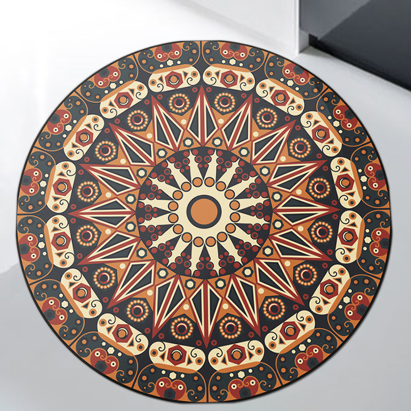 Avtoit | Moroccan Flower Carpet White and Red Polyester Carpet Non-Slip Backing Machine Washable Carpet for Bedroom