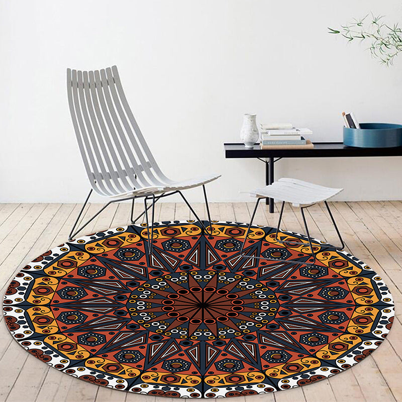 Avtoit | Moroccan Flower Carpet White and Red Polyester Carpet Non-Slip Backing Machine Washable Carpet for Bedroom