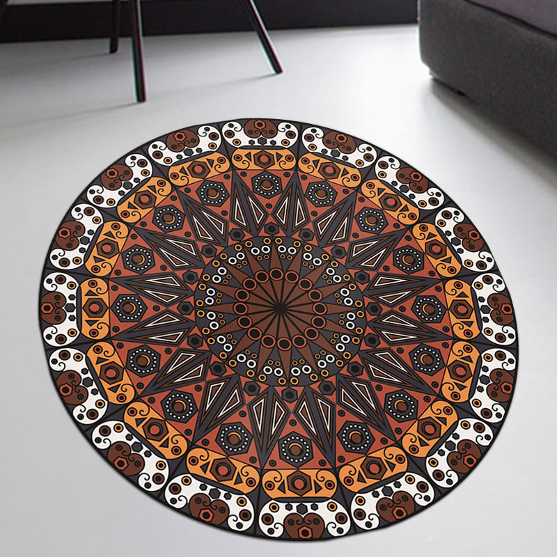 Avtoit | Moroccan Flower Carpet White and Red Polyester Carpet Non-Slip Backing Machine Washable Carpet for Bedroom