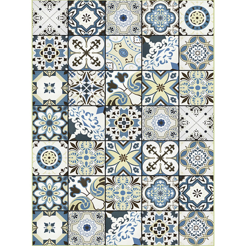Avtoit | Persian floral pattern print rug in white Moroccan rug polyester non-slip backing rug for bedroom
