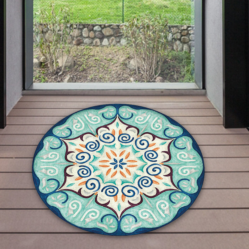 Avtoit | Vintage Southwestern Carpet Blue and Green Americana Carpet Synthetic Non-slip Back Carpet for Bedroom