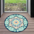 Avtoit | Vintage Southwestern Carpet Blue and Green Americana Carpet Synthetic Non-slip Back Carpet for Bedroom