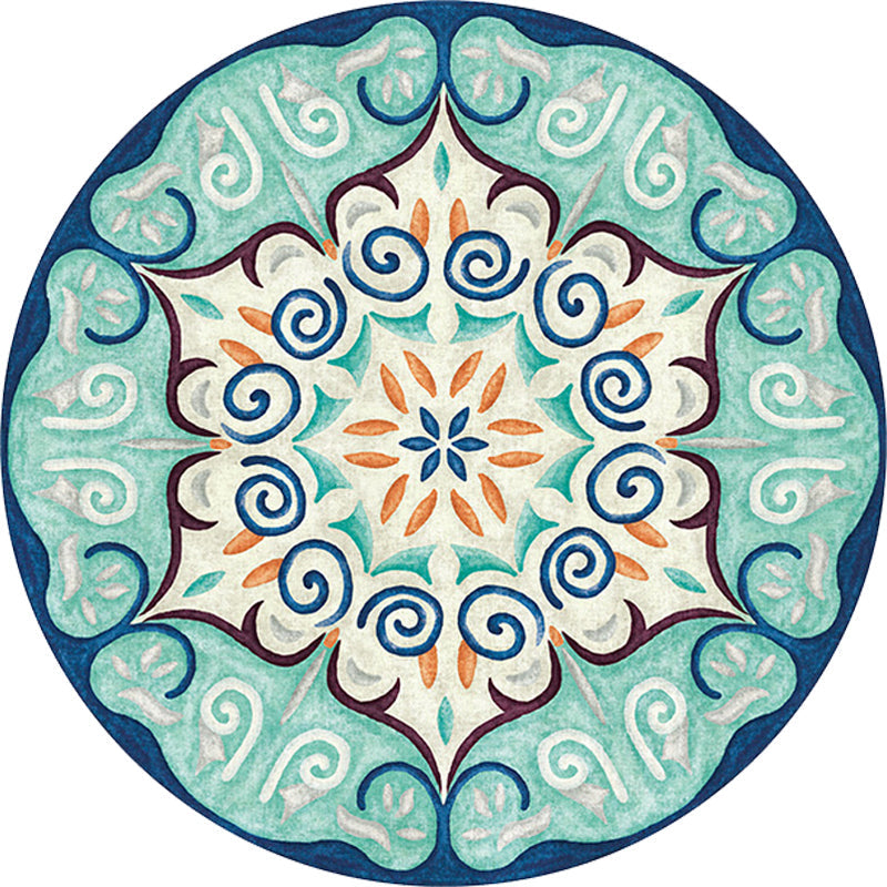 Avtoit | Vintage Southwestern Carpet Blue and Green Americana Carpet Synthetic Non-slip Back Carpet for Bedroom