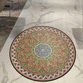 Avtoit | Classic Floral Leaf Rug Green Moroccan Rug Polyester Non-Slip Backing Rug for Bedroom