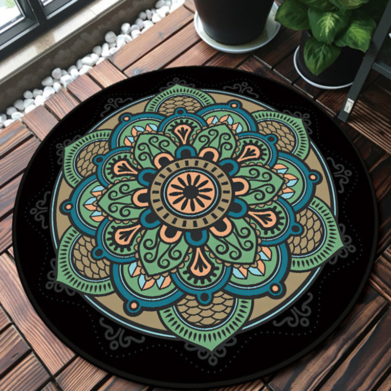 Avtoit | Retro green Southwest rug polyester tribal area rug washable rug for bedroom