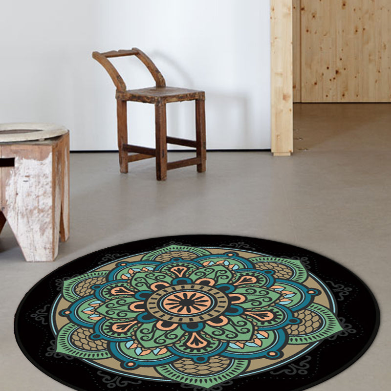 Avtoit | Retro green Southwest rug polyester tribal area rug washable rug for bedroom