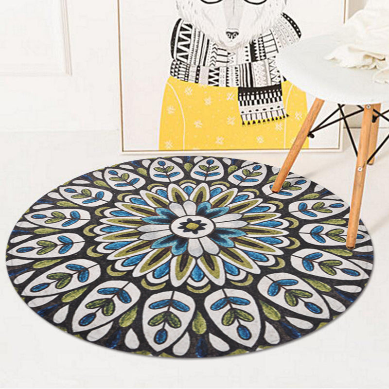 Avtoit | Green Americana Rug Polyester Tribal Leaf Rug Non-Slip Backing Rug for Living Room