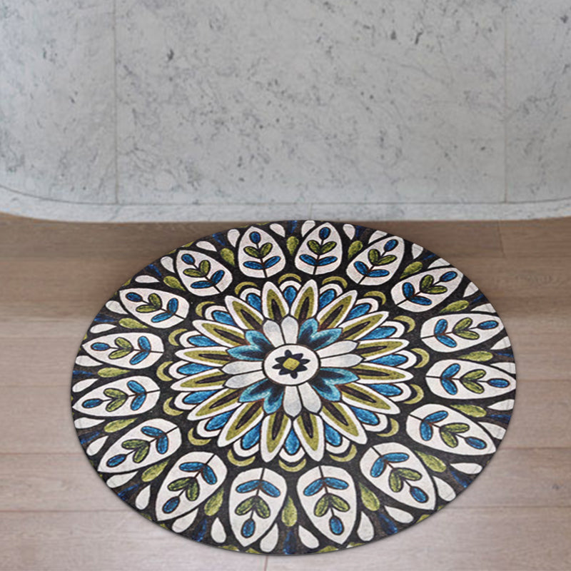 Avtoit | Green Americana Rug Polyester Tribal Leaf Rug Non-Slip Backing Rug for Living Room