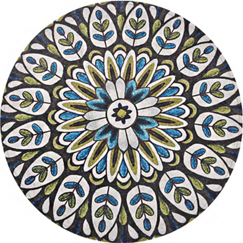 Avtoit | Green Americana Rug Polyester Tribal Leaf Rug Non-Slip Backing Rug for Living Room