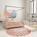 Avtoit | Red and green Moroccan carpet polyester flower carpet non-slip back carpet for living room