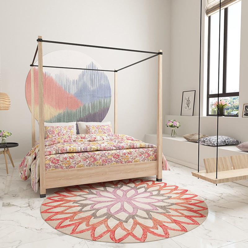 Avtoit | Red and green Moroccan carpet polyester flower carpet non-slip back carpet for living room