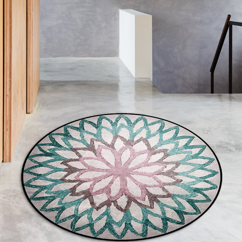 Avtoit | Red and green Moroccan carpet polyester flower carpet non-slip back carpet for living room